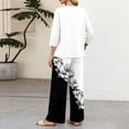 thumbnail image 6 of Womens 2 Piece Outfits Summer Three Quarter Sleeve Button Vneck Tops Long Pants Matching Sets Airport Beach Vacation Clothes, 6 of 6