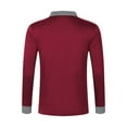 thumbnail image 5 of WTOBBY Men's Long Sleeve Plaid Collar Polo Shirt Golf Tee Basic Casual Top with Lightweight Regular Fit for Everyday Wear and Trendy Style,Wine S, 5 of 5