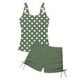 thumbnail image 6 of WAVSUF Girls Tankini Swimsuit 2 Piece Round Neck Sleeveless Polka Dots High Waist Summer Pool Swimsuit Army Green 10-12, 6 of 9