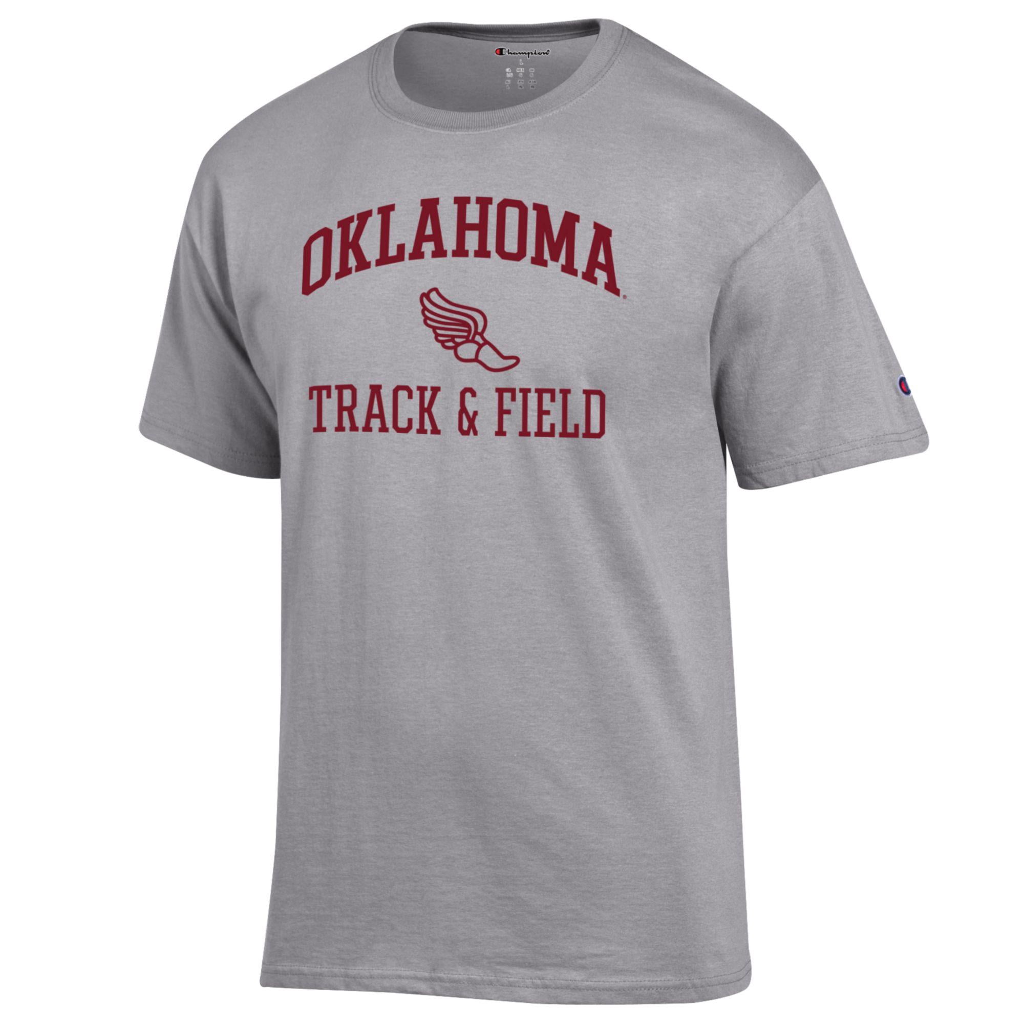 Men's Champion  Gray Oklahoma Sooners Track & Field Icon T-Shirt