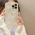 thumbnail image 3 of Compatible with iPhone Case,Cute Butterfly Curly Wave Frame Camera Lens Protection Clear Soft Shockproof Cover Phone Case for Women Girls (White,iPhone 12), 3 of 7