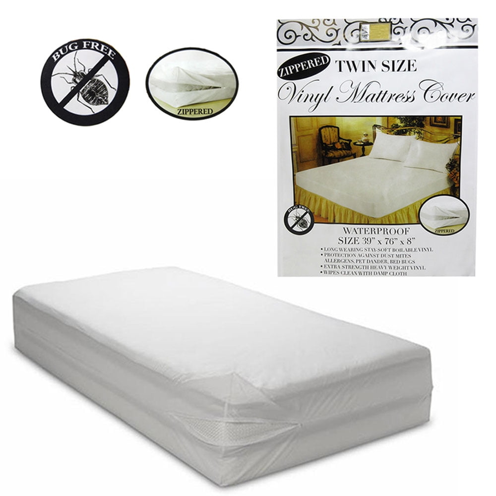 6 Pc Twin Vinyl Zippered Mattress Cover Waterproof Bed Bug Proof Dust Protector