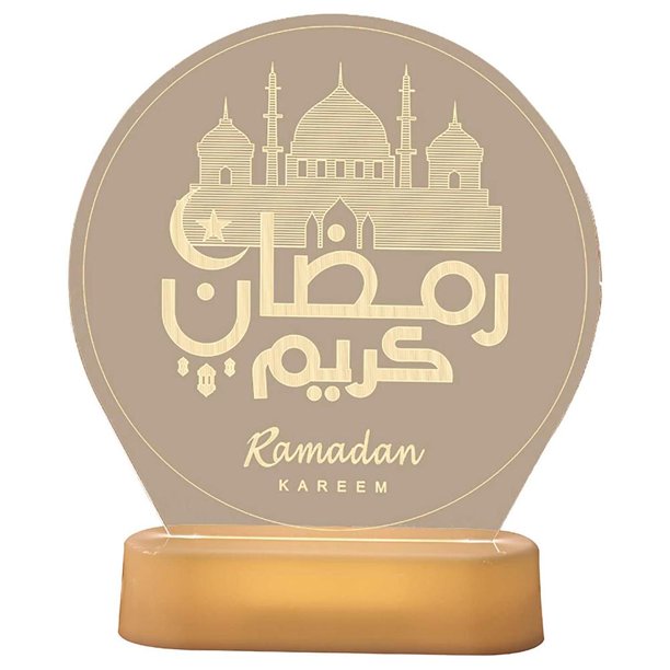 Con Mando A Distancia, Caligrafía Islámica Clásica, Linterna De Media Luna, Vela En Forma De Vela, Decoración De Ramadán Para Dormitorio Y Sala De Estar 3D Yuarrent HA045699-01