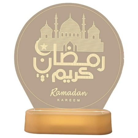 

3D Night Light with Remote Control Classic Islamic Calligraphy Crescent Lantern Candle Shaped Ramadan Decor for Bedroom Living Room