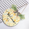 thumbnail image 4 of SKYSONIC Yellow Pineapple Leaf Welcome Sign Front Door Decor Round Door Hanging Sign Porch Decorations for Farmhouse Summer Holiday Fall Halloween Christmas - 12x12 inch, 4 of 7