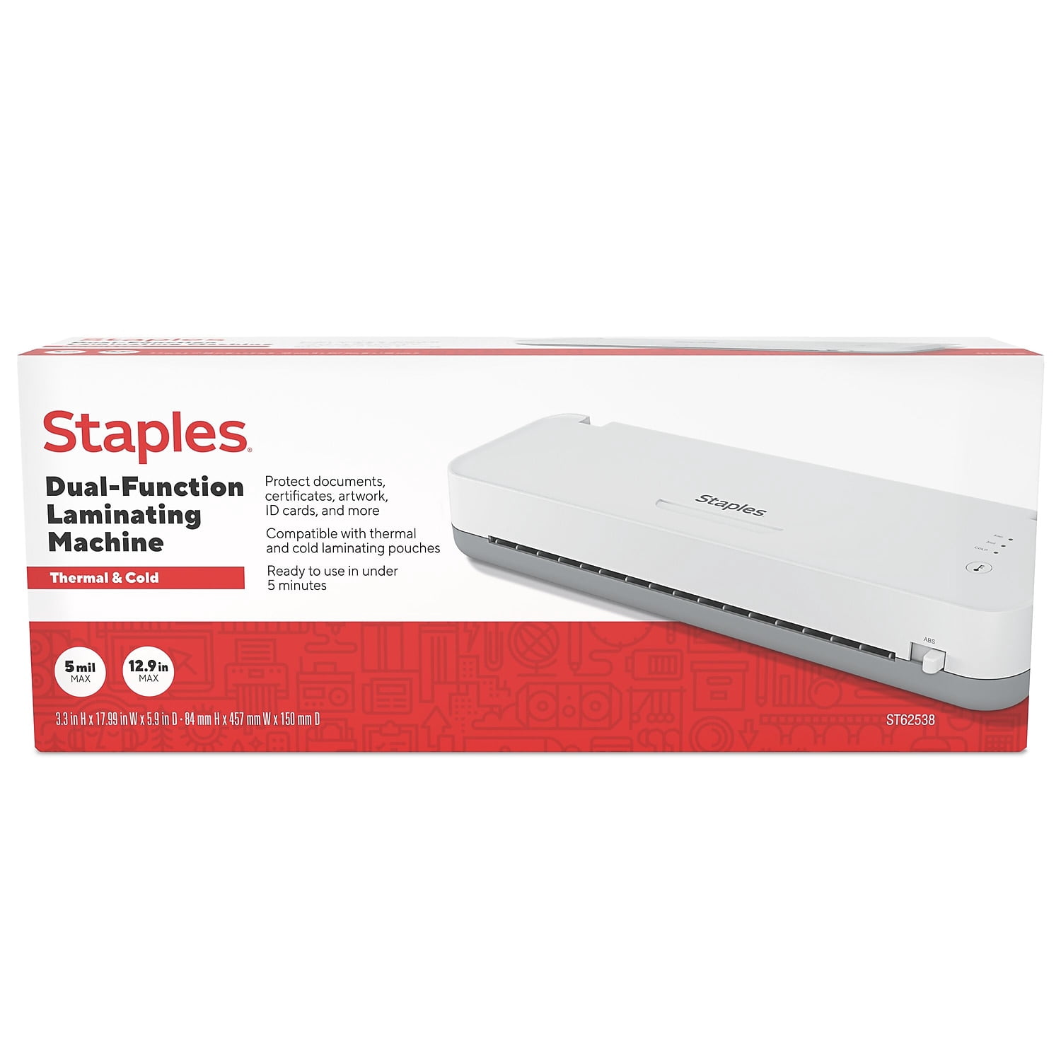 Staples Thermal & Cold Laminator 12.9" Width White/Gray (OL312S)