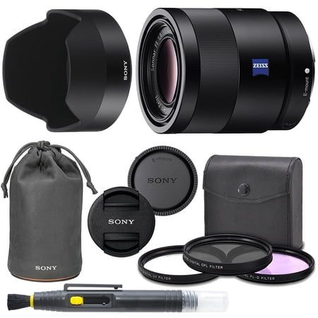 Sony Sonnar T FE 55mm f/1.8 ZA Full Frame Lens with AOM Pro Kit. Includes: UV Filter Circular Polarizing Filter Fluorescent Day Filter Sony Lens Hood Front & Rear Caps - International Version