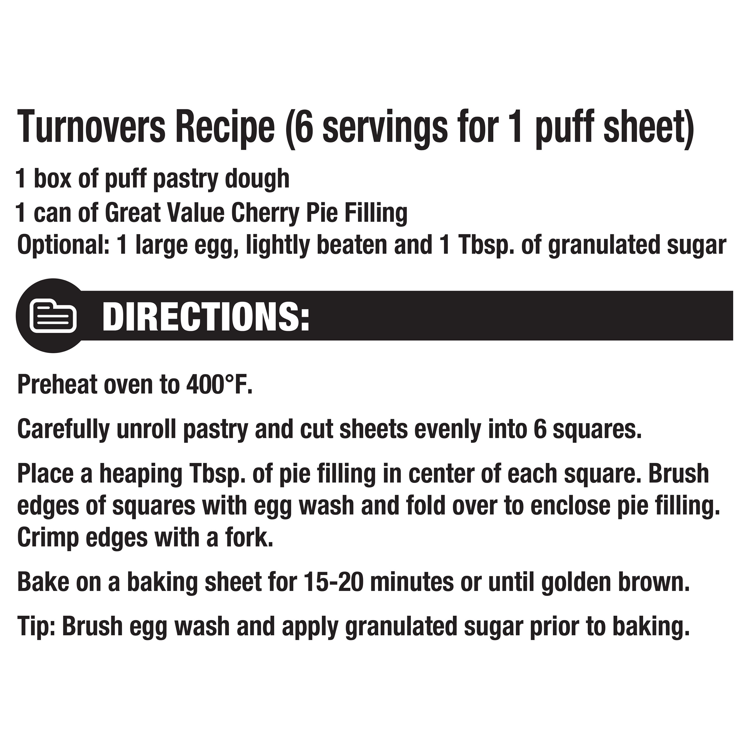 Great Value Pre-Rolled Puff Pastry Sheets, 17.3 oz, 2 Count (Frozen)