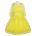 thumbnail image 2 of Robe Fille Cape Jaune Ceinture Perle Mariage Fête 7 Ans, 2 of 9