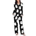 thumbnail image 4 of Gamivast Spooky Halloween Pajamas Set for Women Long Sleeve Button Down Sleepwear Tops and Lounge Pants 2 Piece Pjs Sets Lightweight Comfortable Creepy Pumpkin Pattern Multicolor L, 4 of 7