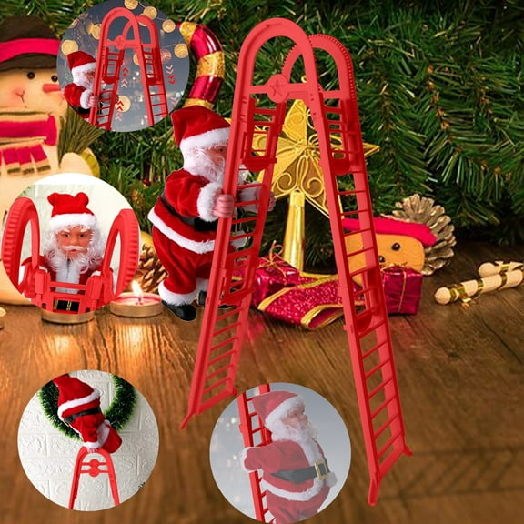 Augper Clearance Christmas Santa Climbing Ladder Decoration Electric Santa Claus Climbing Rope Ladder, Christmas Super Climbing Santa Plush Doll Toy for Christmas Tree Ornament