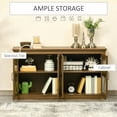 thumbnail image 4 of HOMCOM Rustic Kitchen Sideboard, Tempered Glass Door Buffet Cabinet, Coffee Bar with Adjustable Shelf, Natural, 4 of 10