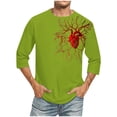 thumbnail image 1 of Camisas de Manga Larga para Hombres Imprimir Casual Cuello Redondo Blusa de Manga Corta, Camisas de Lino para Hombres, 1 of 4