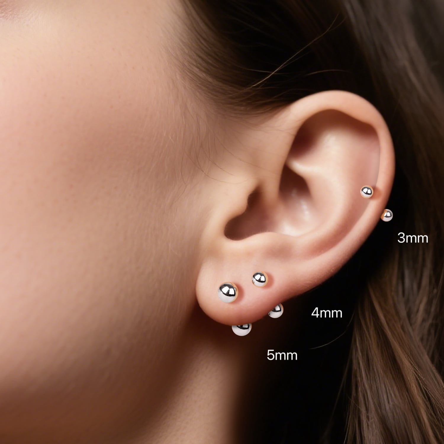 RYSKYJEWELRY Two Ball Stud Silver Earrings, 925 Sterling Silver, All Ages