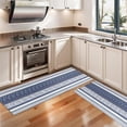 thumbnail image 3 of Kitchen Rugs Sets Of 2,Blue and White Geometric Striped Pattern Anti Fatigue Kitchen Mat Rugs Non Slip Washable,Decorative Kitchen Floor Mats for Kitchen,Sink,Laundry,17"X47", 3 of 5