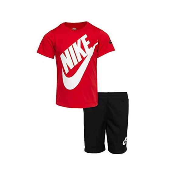 Nike Boy`s Dri-Fit T-Shirt & Shorts 2 Piece Set (Black(76F024-R1N)/Red, 3T)
