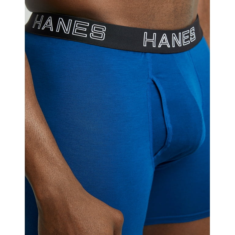 Hanes Ultimate Comfort Flex Fit Total Support Pouch Men's Boxer Brief  Underwear, Blues/Grey/Green, 4-Pack Assorted S