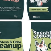 Sprinkle & Sweep: Pet Mess & Odor Cleanup - 4 Pack, 15oz Bags - Dog Accident Clumping Powder, Remove Pee-Poo-Vomit From Hard Surfaces, Ultra-Absorbent