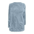 thumbnail image 4 of Clearance under 10!Sawvnm Women's Warm Fleece Round Neck Long Sleeve T-Shirt Casual Loose Pullover Winter Tops with Pockets Womens Tops, 4 of 4