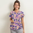 thumbnail image 5 of LHVUOA Scrub Tops for Women Print Fashion Floral Print Short Sleeve V Neck Shirts Plus Size Scrub Tops with Pockets, 5 of 6