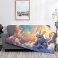 thumbnail image 2 of Naloa Sunshine Colorful Cloud Rabbit Flannel Blankets - Thick and Warm Blanket for Winter, Soft Fuzzy Plush King Blanket for All Seasons60"x50", 2 of 6