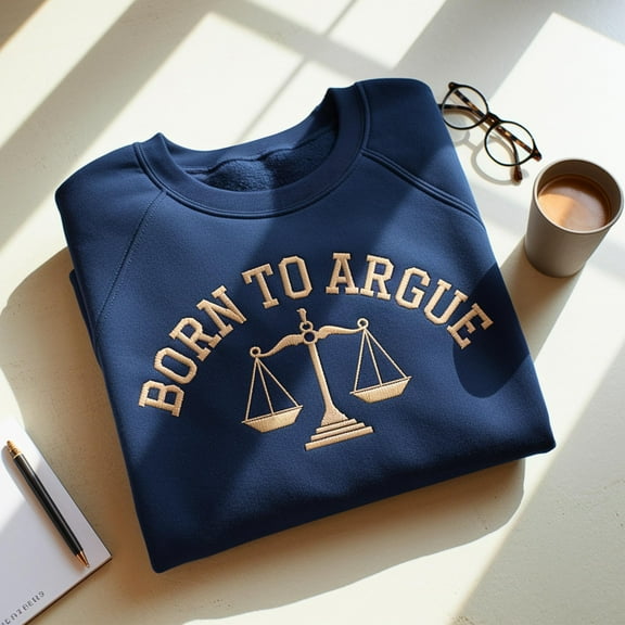 Born to Argue Embroidered Sweatshirt: Funny Lawyer Gift
