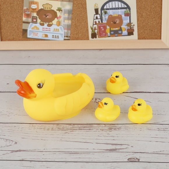 Duety 4Pcs Bath Duck Toys Yellow Duck Family Bath Set Floating Squeaky Duckies Baby Shower Toys Kids Bathtub Duck Set for Toddlers Boys Girls Above 3 Years Old
