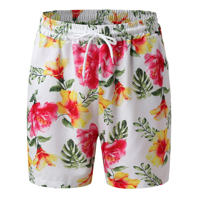 Mens Beach Shorts Summer Summer Short Pant Printed Short Loose Tether  Pocket Board Casual Pant Short Beach Fashion Short