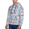 thumbnail image 3 of Pofeuu Rose Flowers Print Mens Casual Hooded Collar Drawstring Hoodies Pullover Sweatshirts Casual Long Sleeve Shirts-Small, 3 of 7
