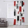 thumbnail image 3 of Red Grey Black Semi Sheer Curtains Drapes for Living Room, Bedroom, French Doors Window 84 Inches Long, Geometric Abstract Art Modern Irregular Rod Pocket Chiffon Curtain Drapery Voile Drape Panel, 3 of 6