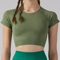 thumbnail image 5 of Daznico Women's Seamless Workout Crop Tee, Round Neck Breathable Top for Yoga & Gym,L, 5 of 7
