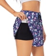 thumbnail image 3 of Lsque Skull Purple Flower Printed Women's Running Shorts with Liner Pockets,Elastic Quick Dry Workout Athletic Gym Yoga Shorts,Womens High Waist Shorts-Small, 3 of 9