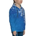 thumbnail image 3 of Kdxio Blue Christmas With Snowflakes Pattern Boys Athletic Unisex Boys Girls Hoodie with Pocket Sweatshirts-X-Large, 3 of 6