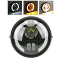 thumbnail image 4 of 6in Motorcycle LED Headlight Vintage Angel Eyes Universal Replacement for Cruiser Choppers Cafe Bobber, 4 of 7