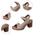 thumbnail image 5 of Rokment Women's Platform Heeled Dressy Sandals Summer Fashion Hollow out Leather Buckles Chunky Stackable High Heels Dress Sandals for Ladies A Size 6, 5 of 8