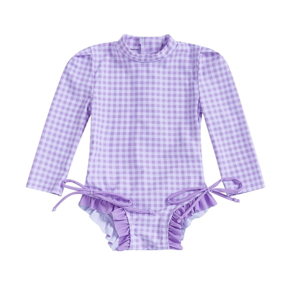 Staki Swimsuits for Teen Girls Girls One Piece Ruffle Strap Swimsuit Quick Dry Swimwear Beach Sport Bathing Suit for Toddler Kids 3-6M,12M,18M,24M,2-3Y(Light Purple,6-12 Months)