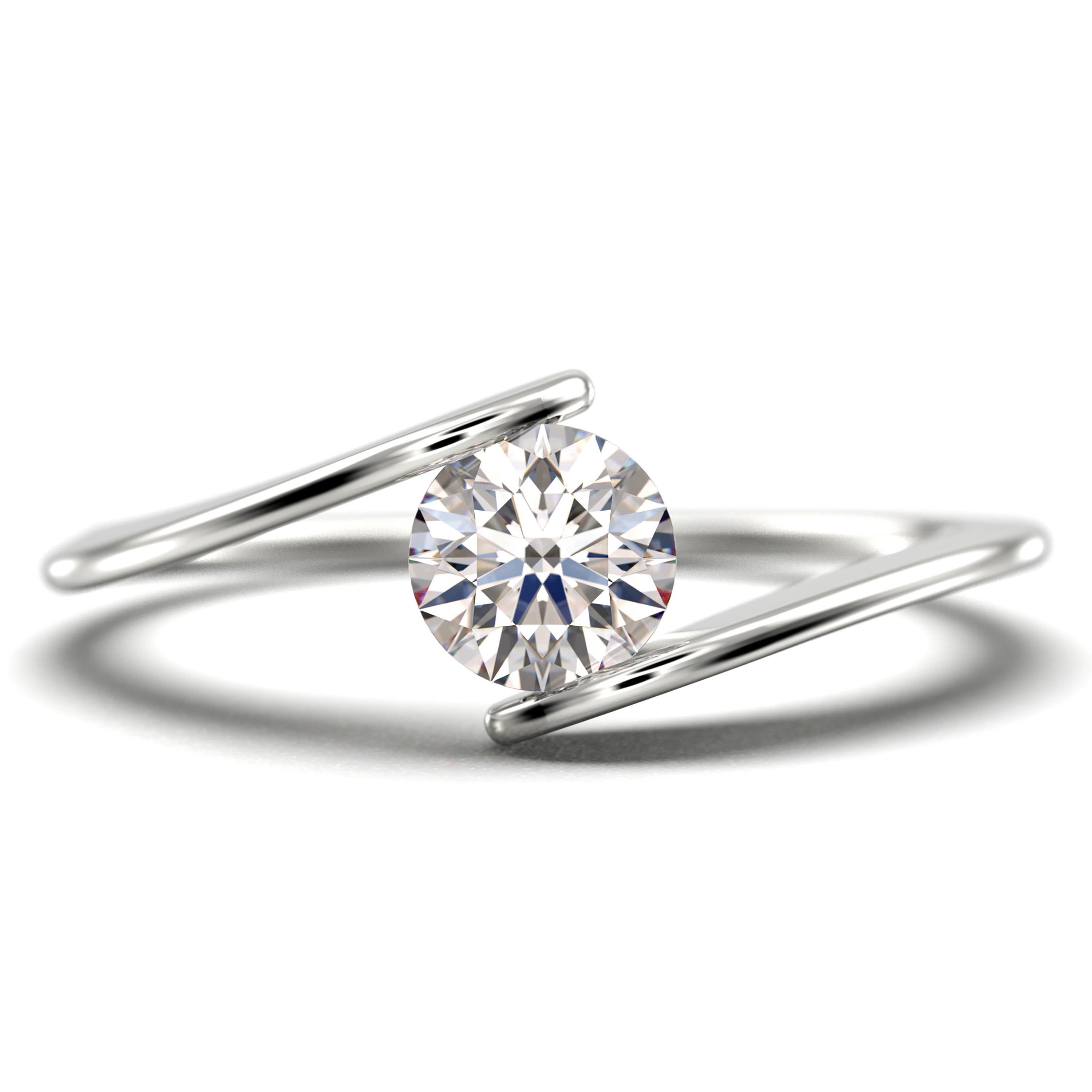 Round Cut Moissanite Unique Twisted Engagement Ring in 925 Sterling Silver 