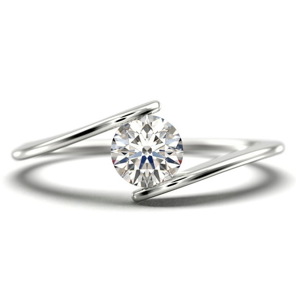 Gorgeous Solitaire 1 Carat Round Cut Diamond Moissanite Unique Engagement Ring, Classic Wedding Ring in 925 Sterling Silver With 18k White Gold Plating Band, Gift For Her, Promise, Anniversary Ring