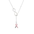 thumbnail image 1 of Delight Jewelry Pink Ribbon ''Help'' Silver tone Elegant Infinity Lariat Necklace, 1 of 4