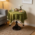 thumbnail image 3 of Round Tablecloth Coffee Table Cover Desktop Decor Bedroom Living Room Stain Resistant Decorative Cotton Linen Fabric Washable Dining Kitchen, 3 of 7