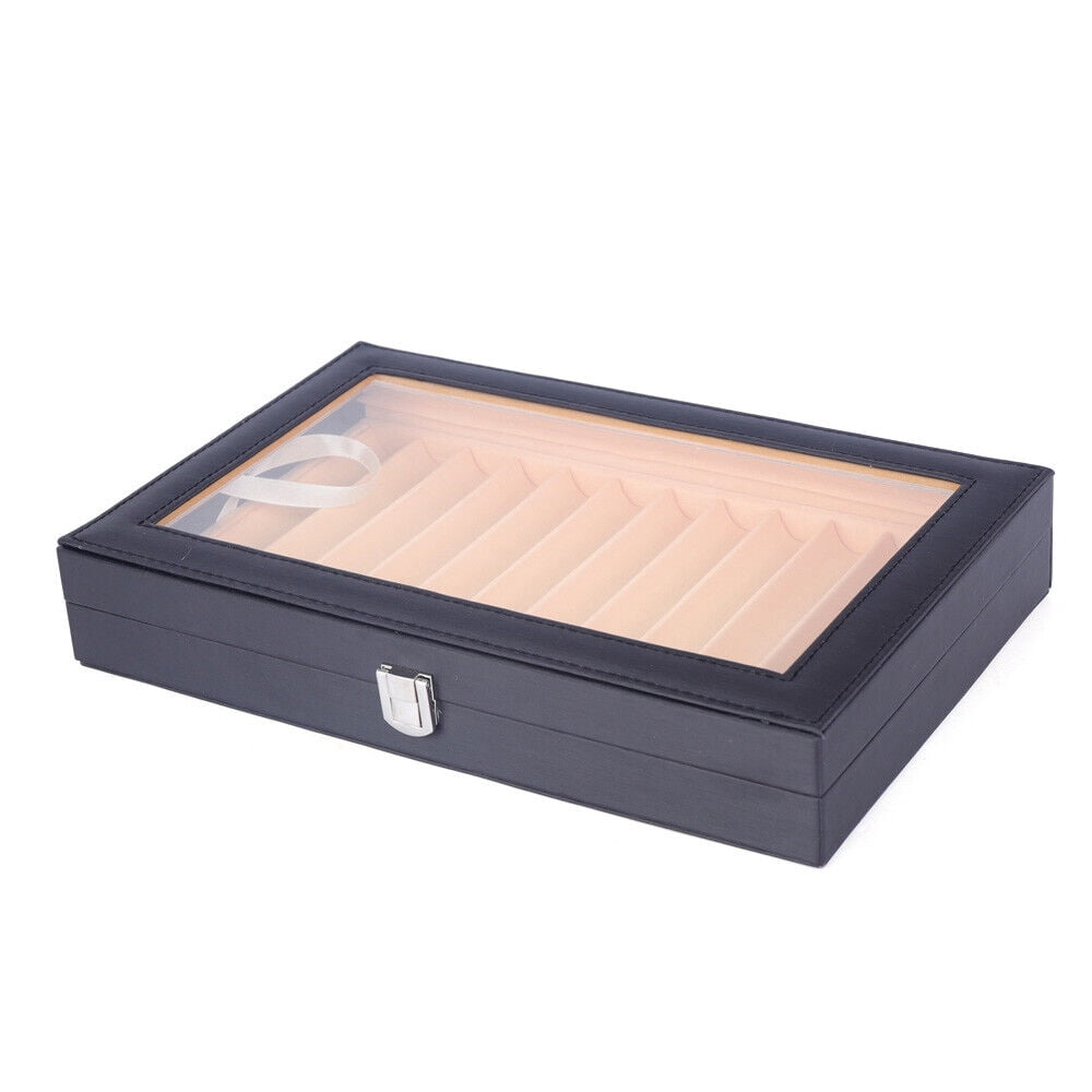 12 Slot Leather Fountain Pen Storage Collector Box Display Case Wood Pen Box