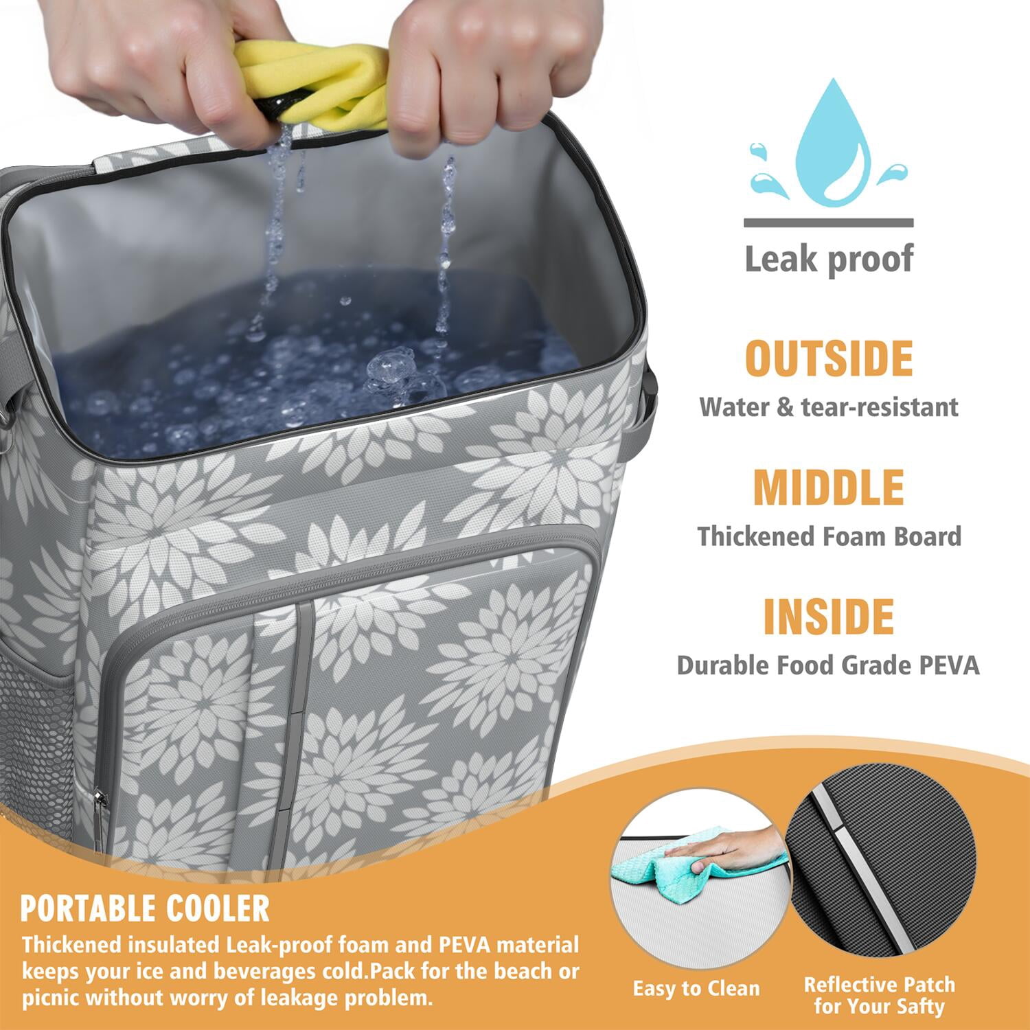 Travel Cooler Bag - Boho Bohemia Pioneer Flower Art Camping Beer Cooler Backpack with Bottle Opener- Waterproof Insulated Picnic Backpacks - Cooler Bag for Beach