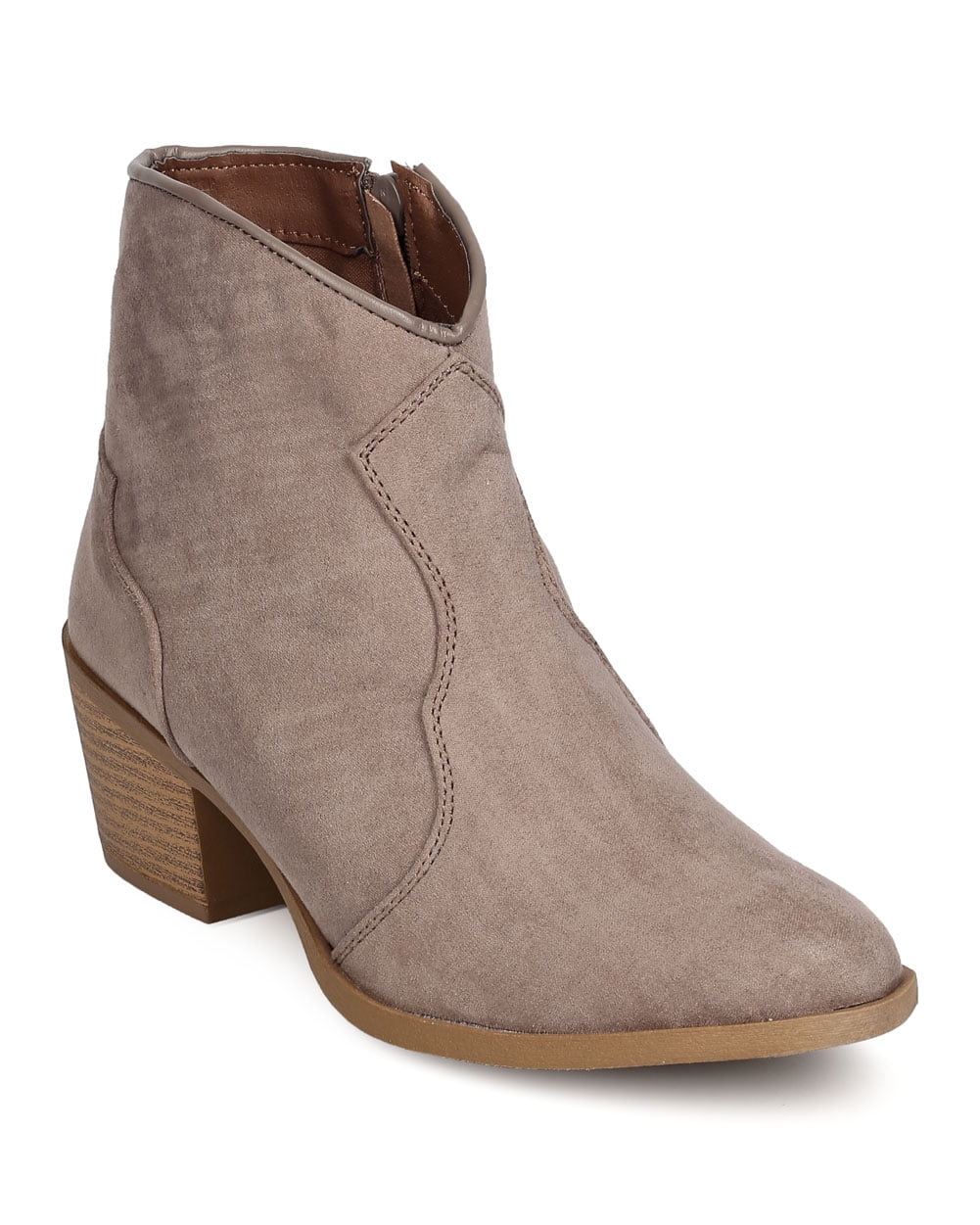 New Women Qupid Rover-15 Faux Suede Pointy Toe Cowboy Bootie - Walmart.com