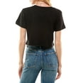 thumbnail image 5 of Women's Boxy Crop Top Round Neck Short Sleeve Casual 100% Cotton Cropped Tee T-Shirt (X-Lage, Black), 5 of 7