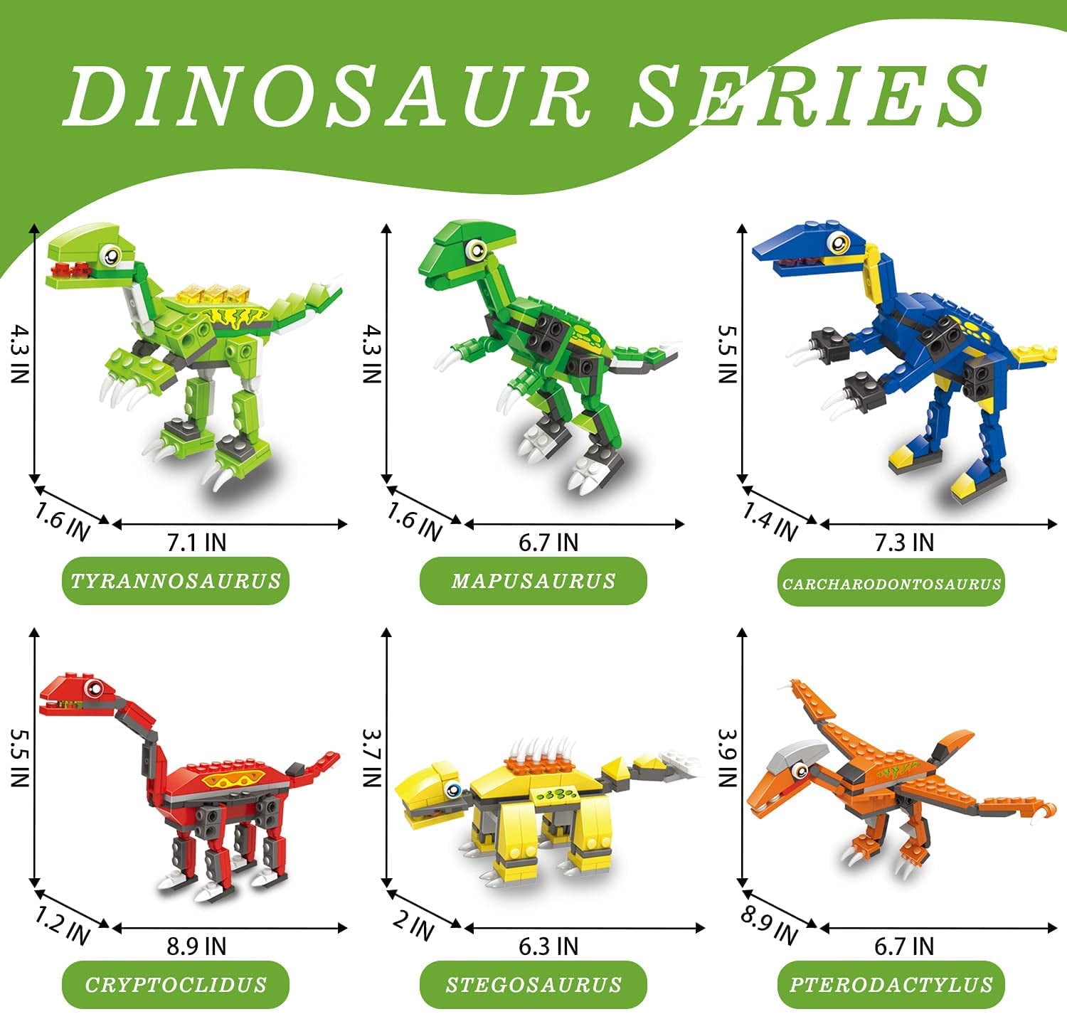 Dinosaurs Building Set Toys, 6 in 1 Dinosaur Building Blocks Set for Boys, ENP STEM Dinosaurs Toy, Gifts for Kids 6-12