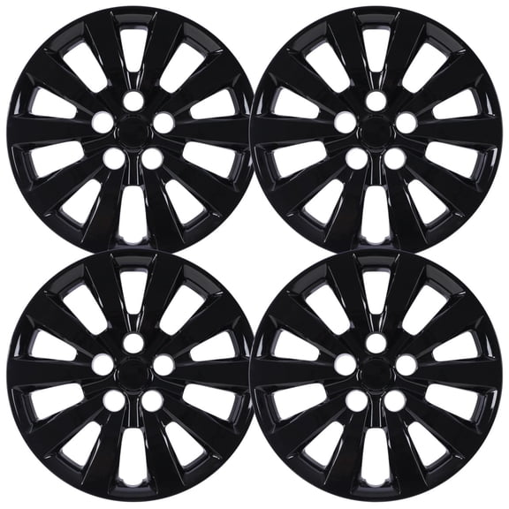 16" Set of 4 Hubcaps Wheel Rims Cover for 2013-2019 Nissan Sentra/2011-2017 Nissan Leaf Compatible with Steel Wheels Snap on Installation , Black Lacquer
