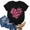 thumbnail image 4 of YDLCAFD T-Shirts Graphiques de Pâques pour Femmes, Manches Courtes, Imprimé Cœur, 4 of 4