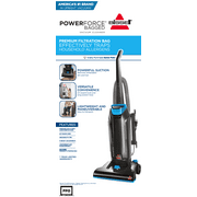 BISSELL PowerForce Bagged, Upright Vacuum, Powerful Suction, Allergen Filtration Bags, Flexible Reach, 1739, Black & Blue