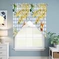 thumbnail image 6 of Swag Valance Curtains for Windows, Forsythia Flowers Light Filtering Kitchen Curtains, Spring Yellow Floral Hummingbird Blue Plaid Window Treatment Valances for Living Room, 36x63 - 2 PCS, 6 of 9