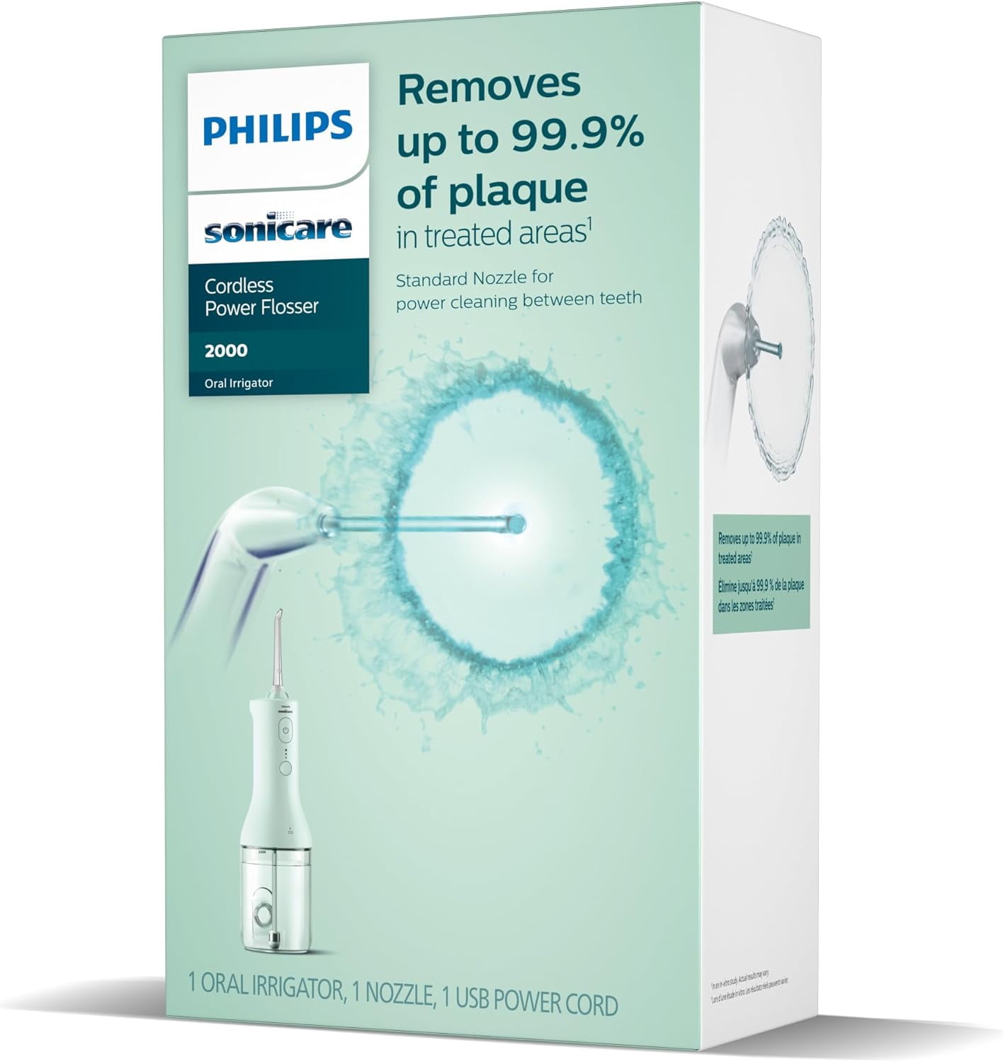 Philips Sonicare Power Flosser 2000 Cordless, Oral Irrigator for a complete clean in 60 seconds, Mint, HX3822/14